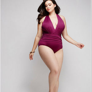 Badgley Mischka Swimsuit Plum One Piece Size 24